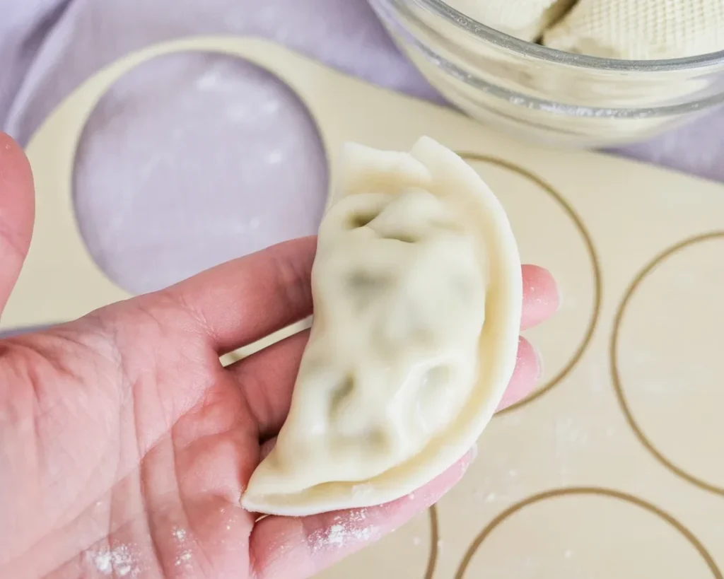 Przepis na ciasto na pierogi z mąki pszennej i gorącej wody.